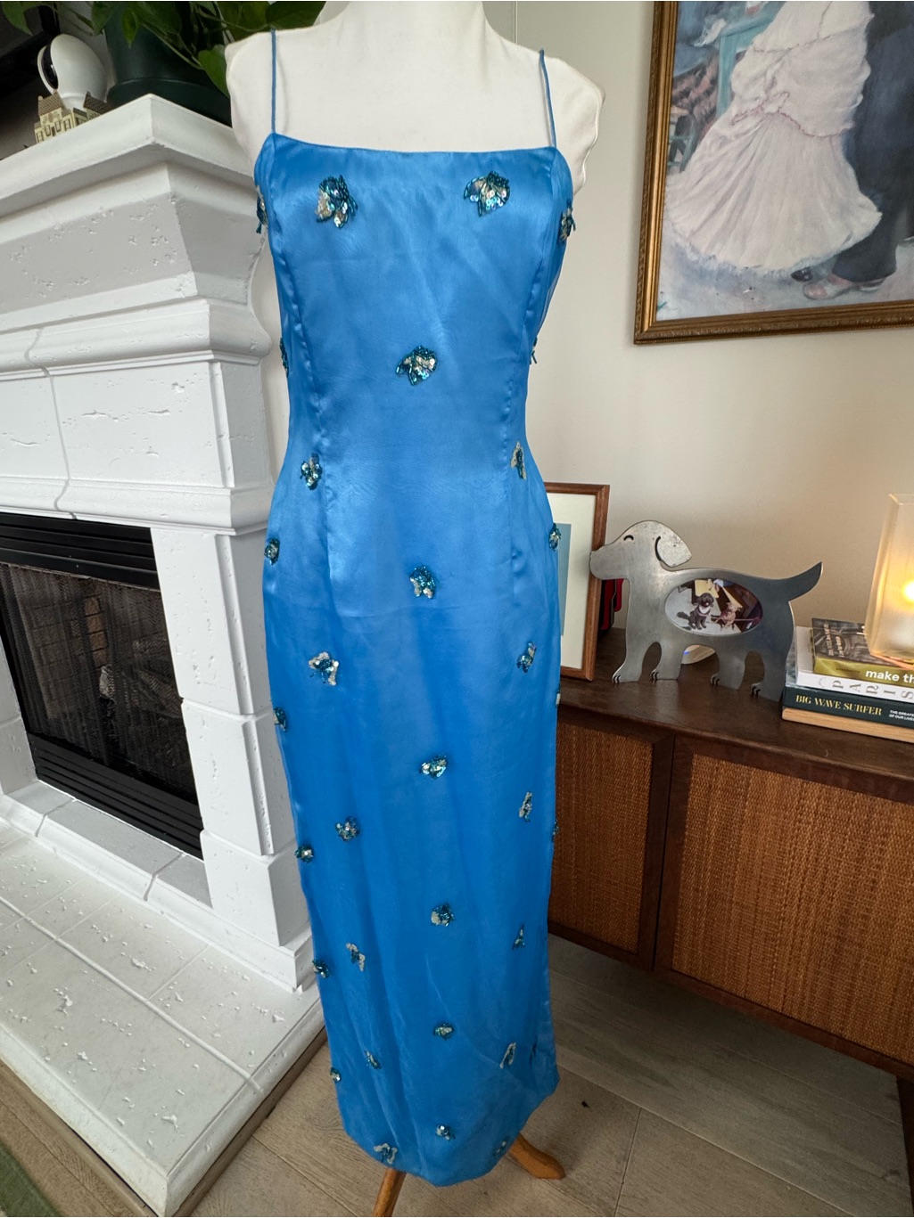 Vintage Beaded Butterfly Sequin-Embellished Dress